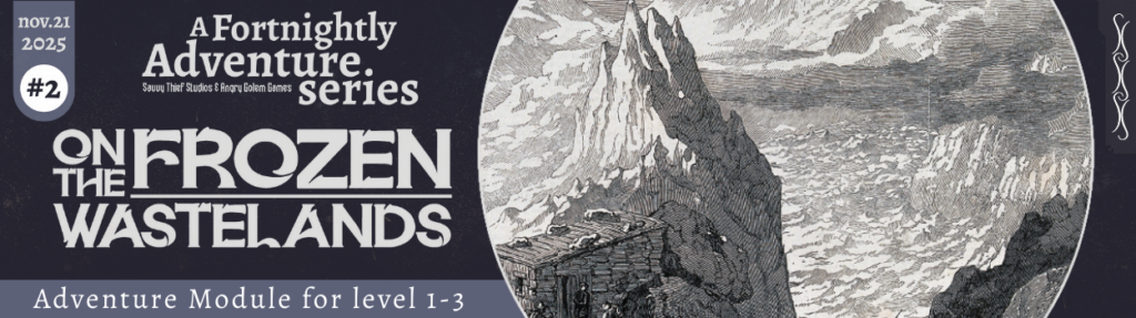 A sweeping panoramic view of a frozen tundra under a glowing aurora borealis, with jagged ice mountains in the distance.