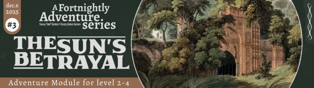 A wide panoramic view of a dense, steaming tropical jungle with ancient stone ruins peeking through the canopy.